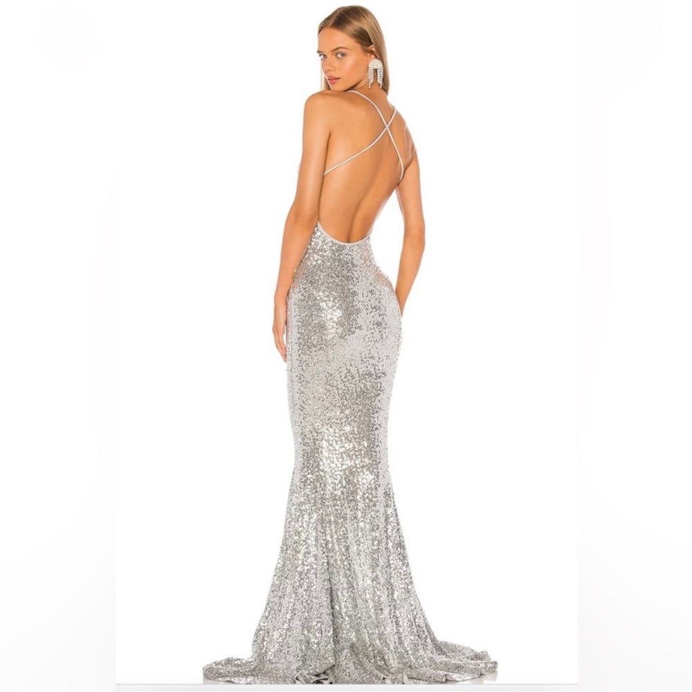 BNWT Sequin Norma Kamali fishtail dress gown M